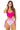 a woman in a pink and white one piece swimsuit